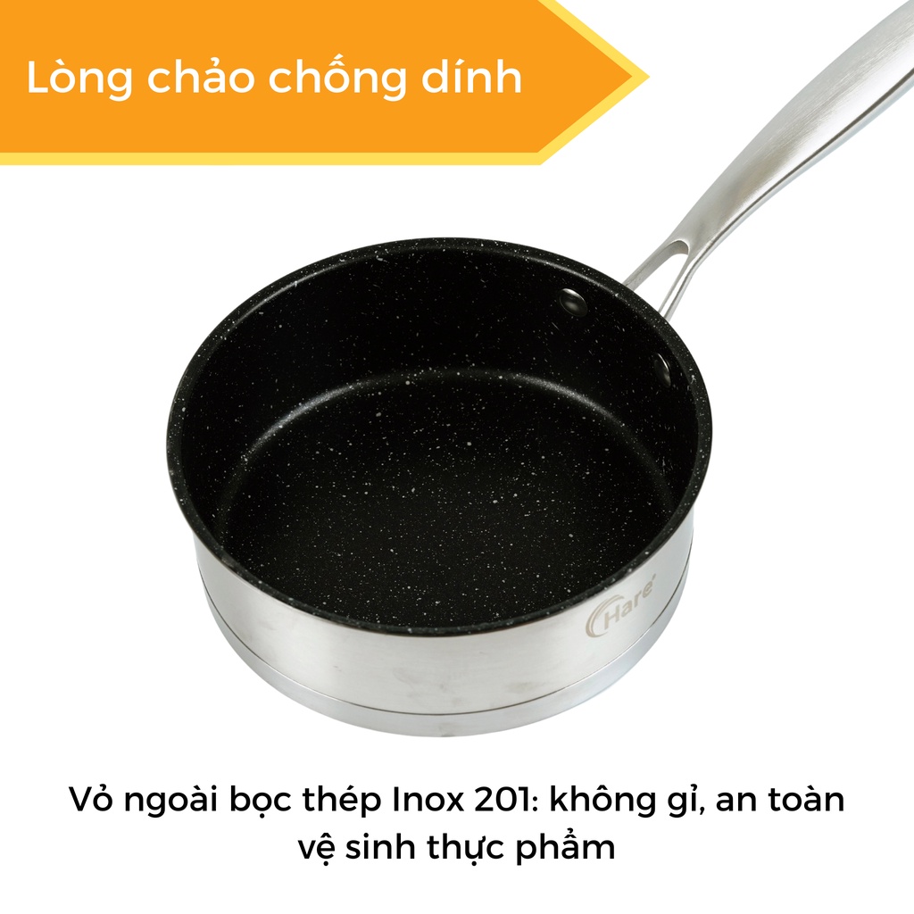 Chảo chống dính Inox có từ HR-P20IH (20cm) - thương hiệu Hare -  lỗi 1 đổi 1