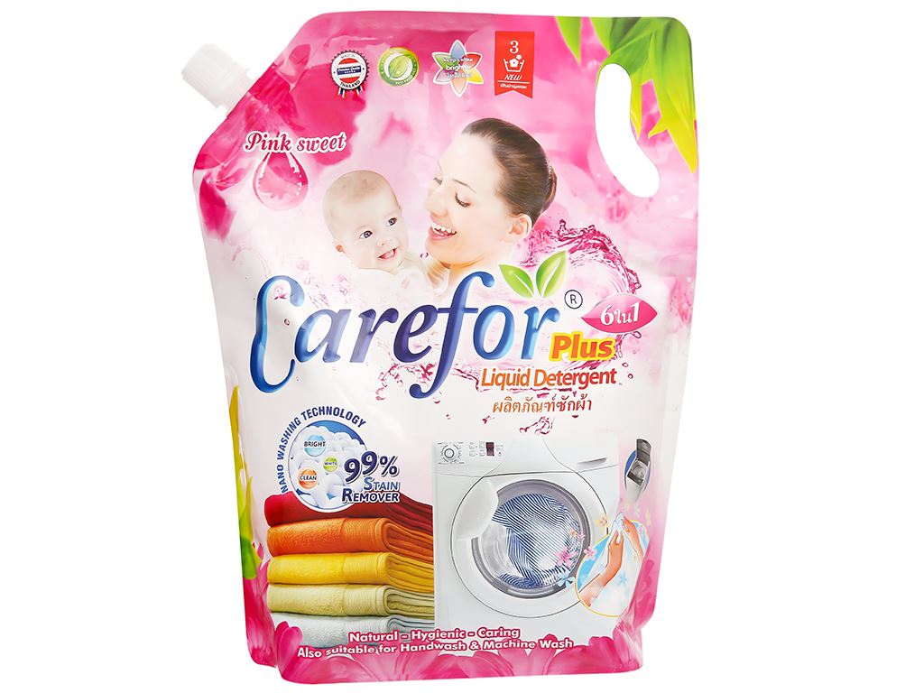 Nước giặt xả cho bé  Carefor Plus hương hoa hồng túi 2 lít