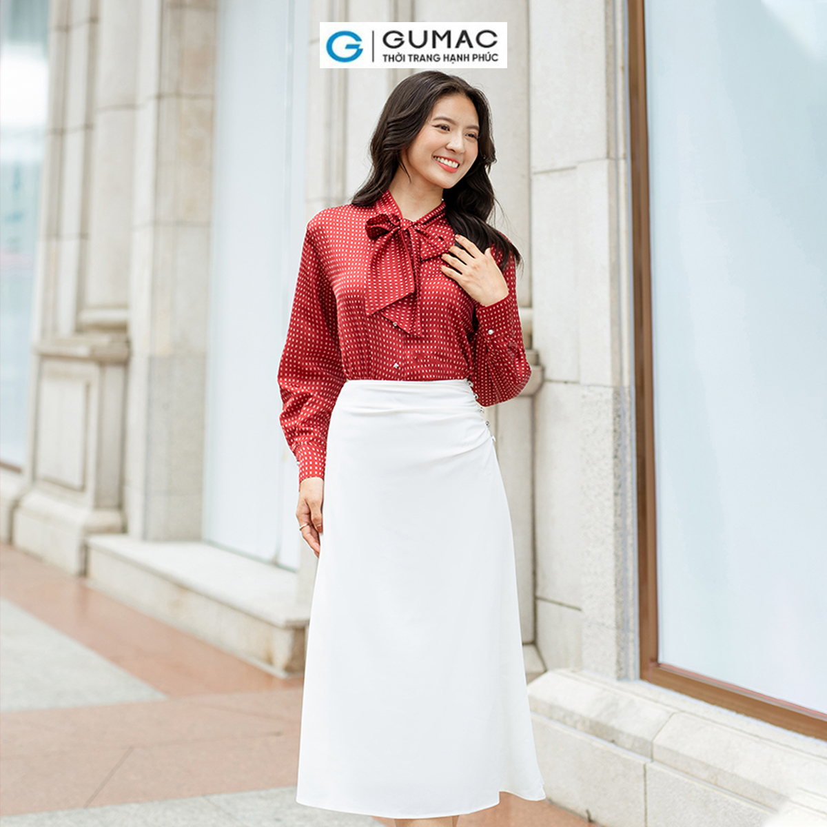 Chân váy A nhún sườn thời thượng sang trọng thời trang GUMAC VD06034