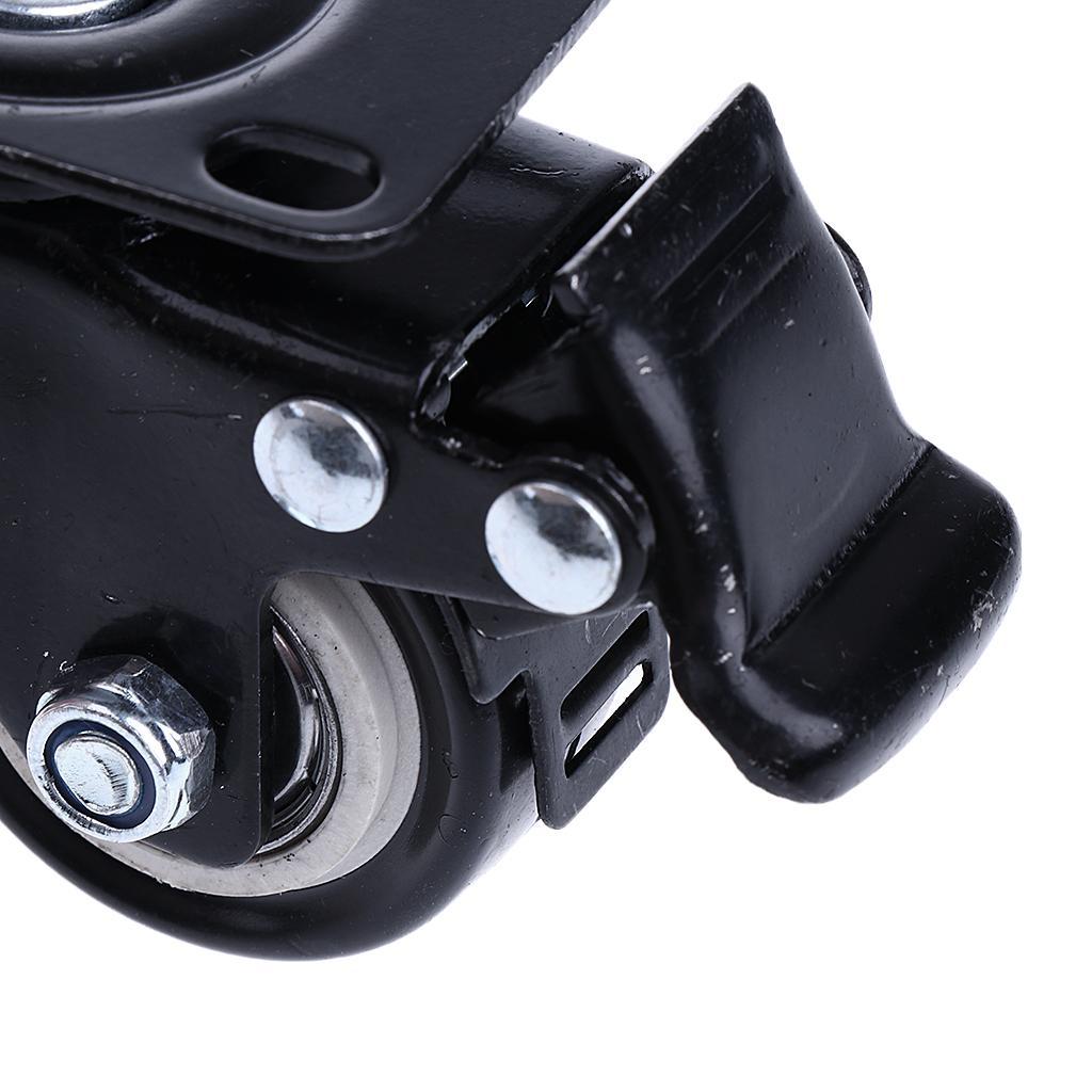 4 Pcs 1.5'' Swivel Caster PU Wheels With Brake Lock Universal Replacement