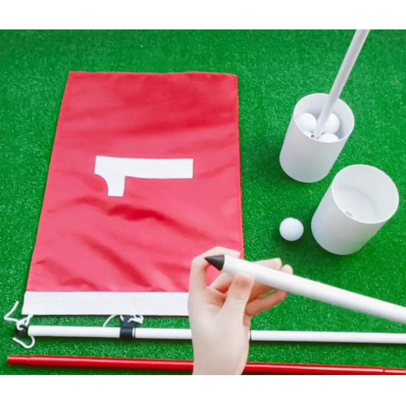 Portable 3-Section Golf Flagsticks Set Golf Practice Hole Cup Putting Green Flag All 6 ft Golf Pin Flags