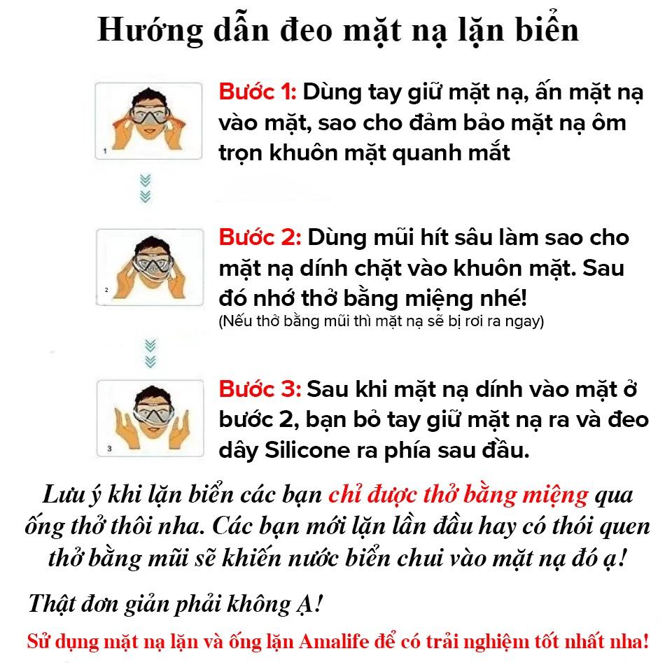 Bộ Mặt Nạ Lặn Kèm Ống Thở Lặn Biển Ngăn Nước Cao Cấp – Mặt Kính Cường Lực Chống Mờ Cao Cấp Chính Hãng Amalife