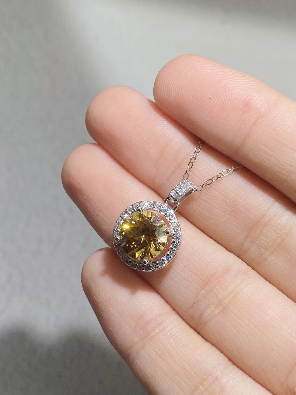 Dây cổ Bạc 925 xi Kim viên chủ Kim Cương nhân tạo Moissanite hạt 3.0carat - N30.9.7.6