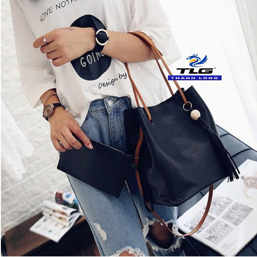 Bộ đôi túi và ví thời trang cao cấp Đồ Da Thành Long TLG 208168 1(đen)