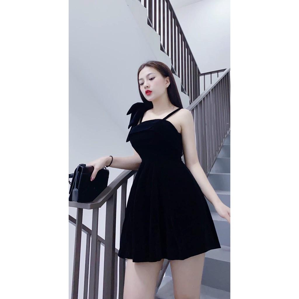 Đầm umi xoè kết nơ 1 bên vai điệu đà quyến rũ kèm video hình thật