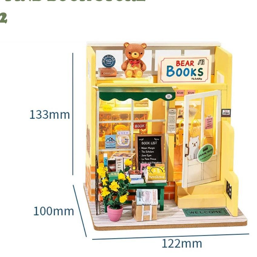 Mô hình BOOK STORE lắp ráp bằng gỗ Quà tặng giáng sinh sinh nhật tự làm