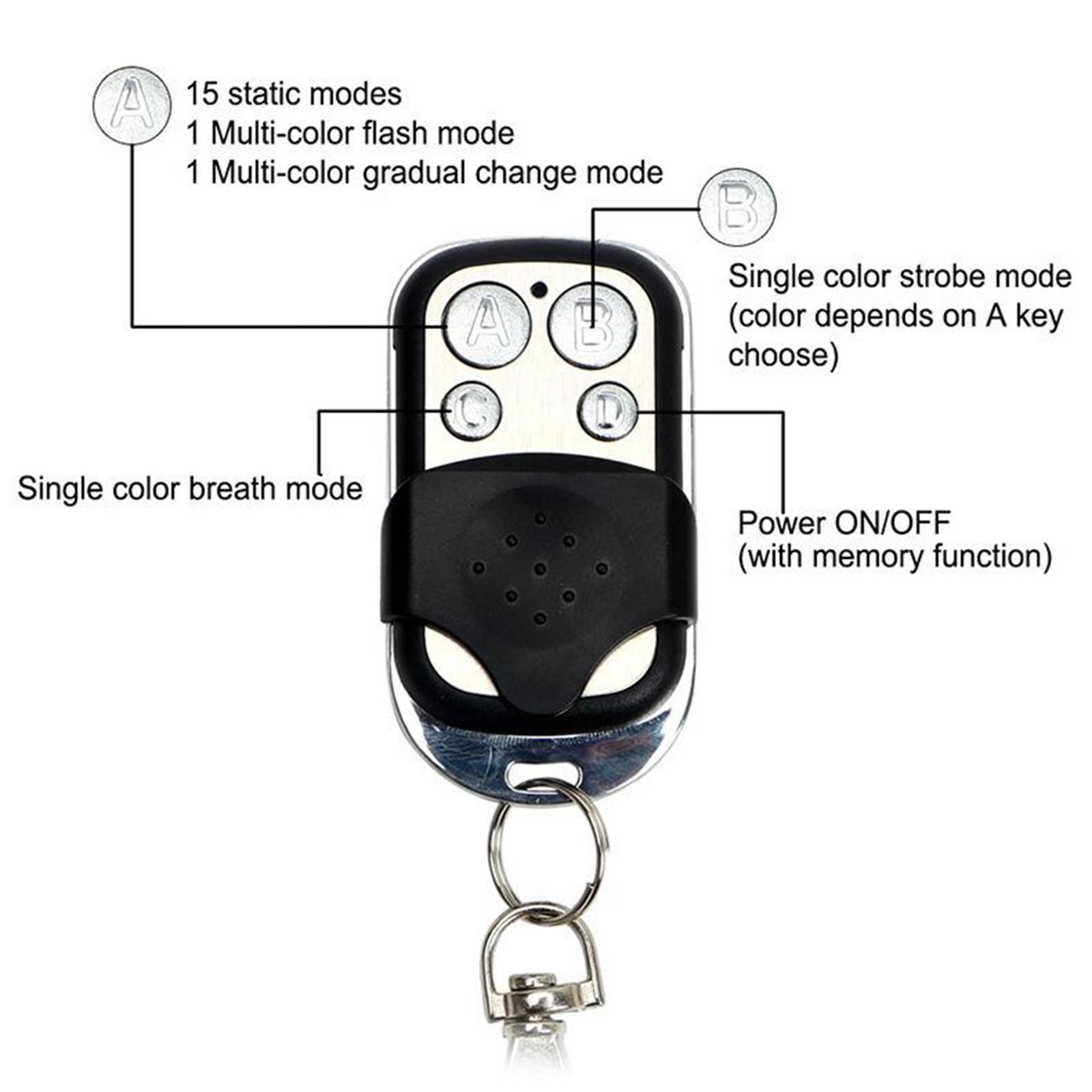 Remote RGB LED Car Interior Brake Lights Strip Lamp Bulb  4x