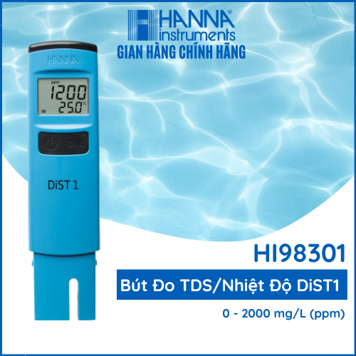 Máy Đo Tổng Chất Rắn Hòa Tan /Nhiệt Độ Thang Thấp Bỏ Túi Tặng Kèm Gói Dung Dịch Để Hiệu Chuẩn Máy HANNA, HI98301