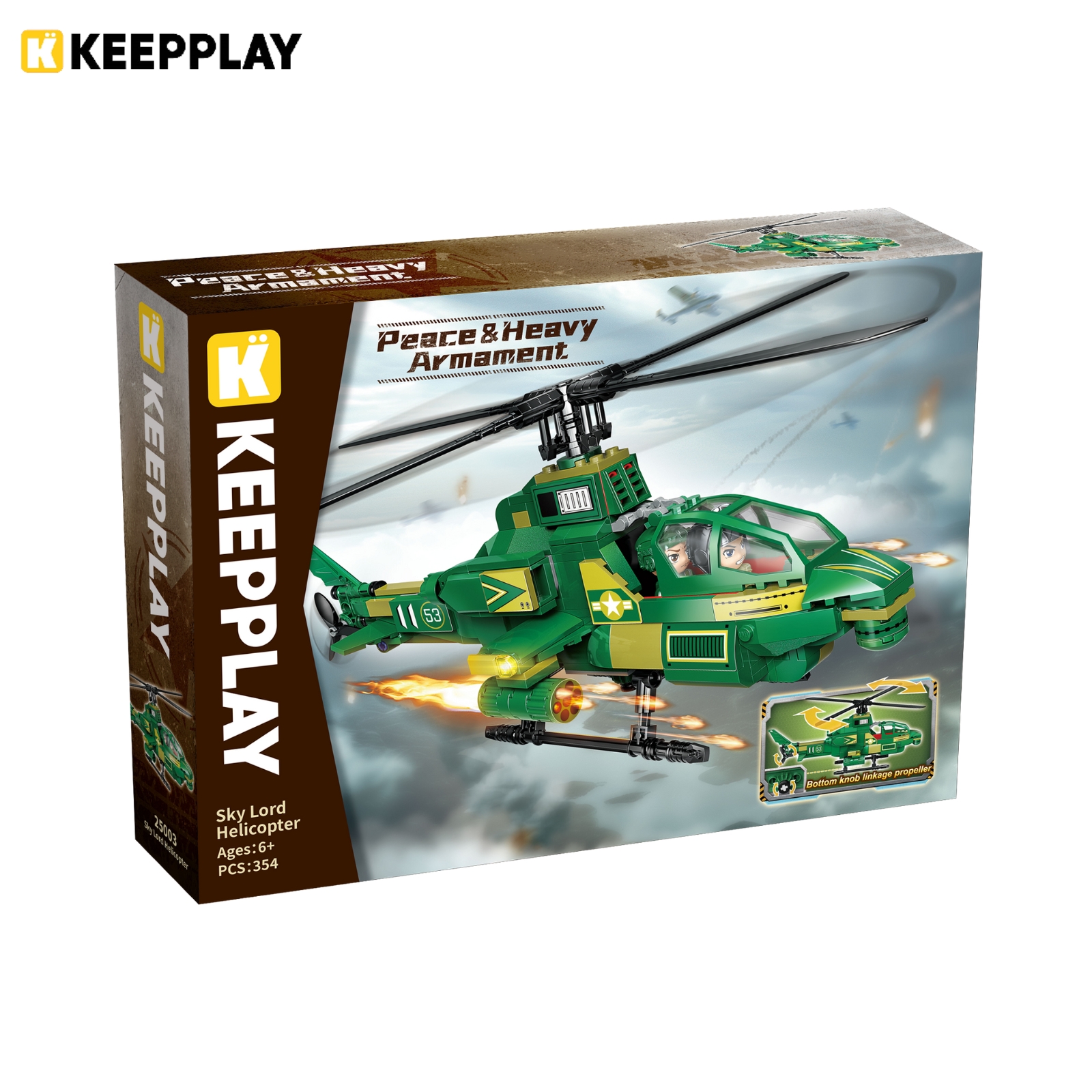 Đồ chơi lắp ráp, xếp hình K Keepplay 25003 - Trực thăng (354 mảnh ghép)
