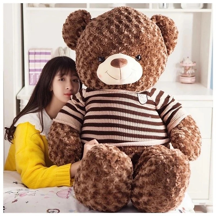 Thú nhồi bông Teddy mặc áo cute - Size từ 1m đến 1m7 - Quà tặng gấu bông teddy khủng lồ lông hoa cao cấp