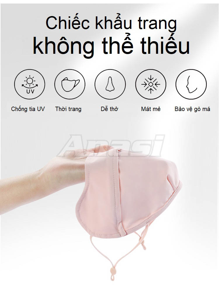 Khẩu trang vải chống nắng nữ thun lạnh kiểu dáng mới Anasi KTO34 - Có lỗ thở chống ngộp