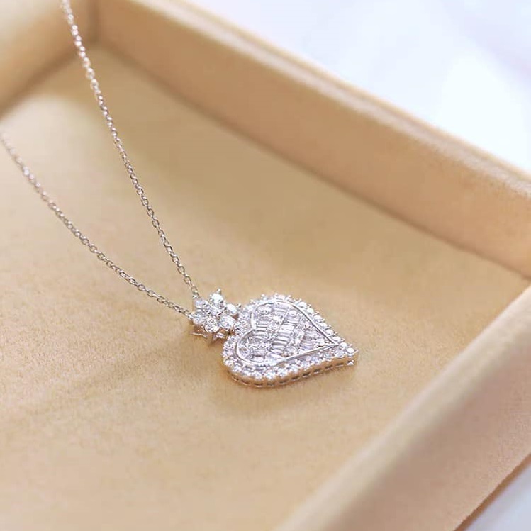 Dây chuyền nữ mặt trái tim chất liệu bạc MS011