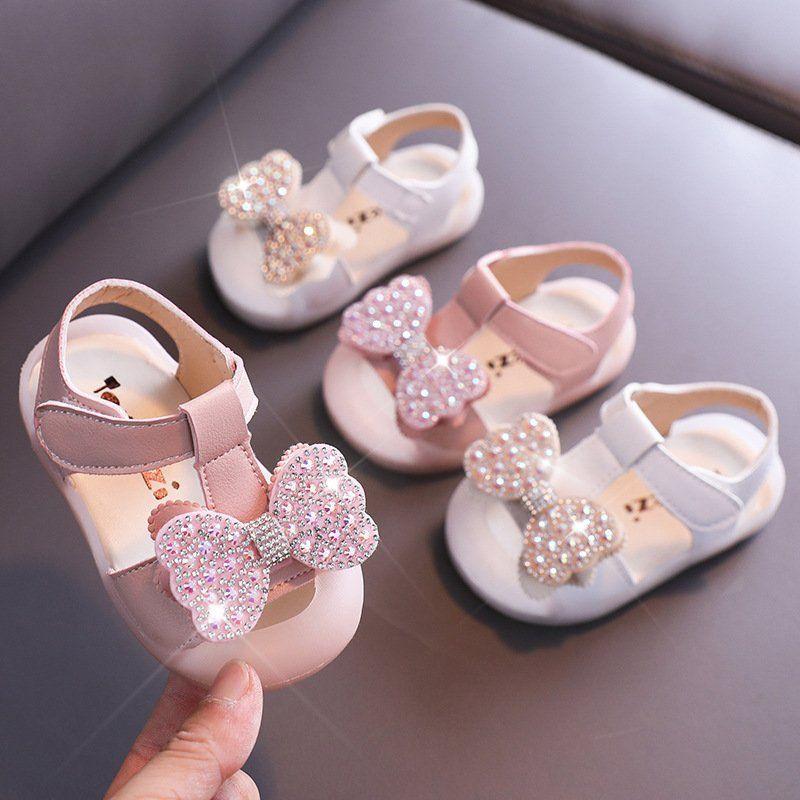 Sandal tập đi nơ đá xinh cho bé gái- dép xinh cho bé