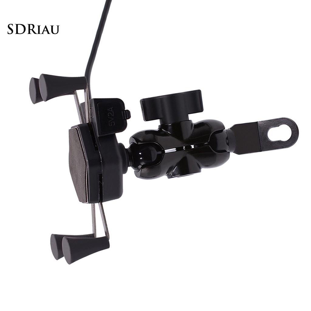 Giá Đỡ Điện Thoại Gắn Kính Chiếu Hậu Pemg 12v 2a Cho Xe Mô Tô
