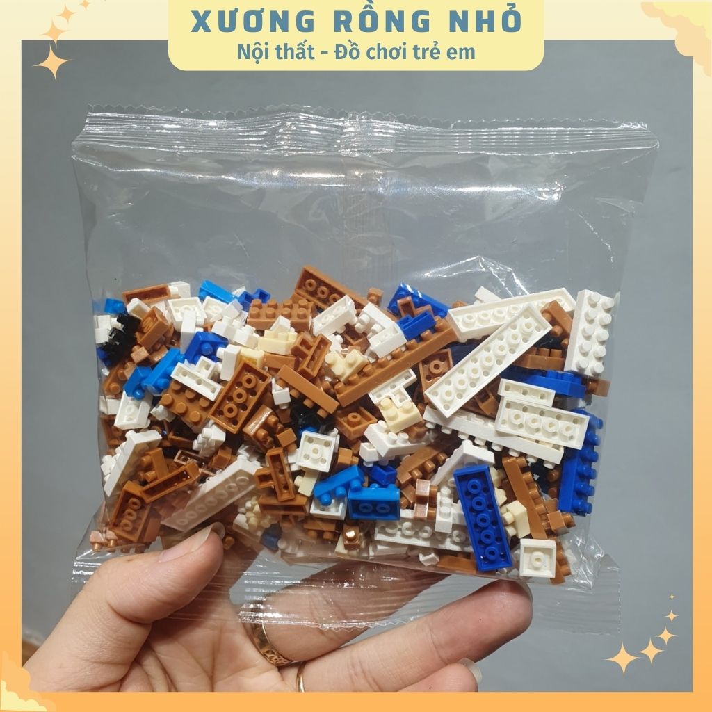 Bộ đồ chơi xếp hình khối lắp ráp ghép hình 3d mini nhiều chi tiết hình gấu nâu dễ thương