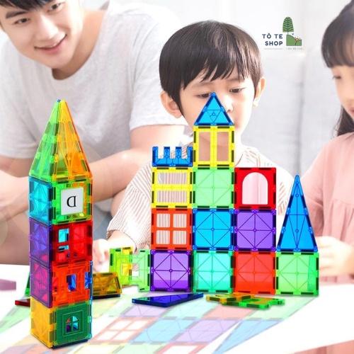 Đồ chơi xếp hình nam châm 45 chi tiết,xếp hình nam châm ánh sáng cầu vồng