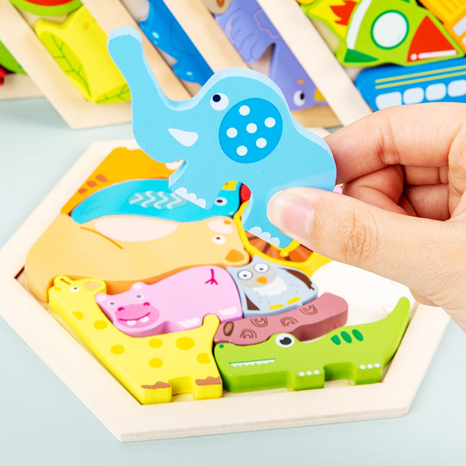 Wooden Jigsaw Puzzles Sorting Stacking Blocks Educational Toy