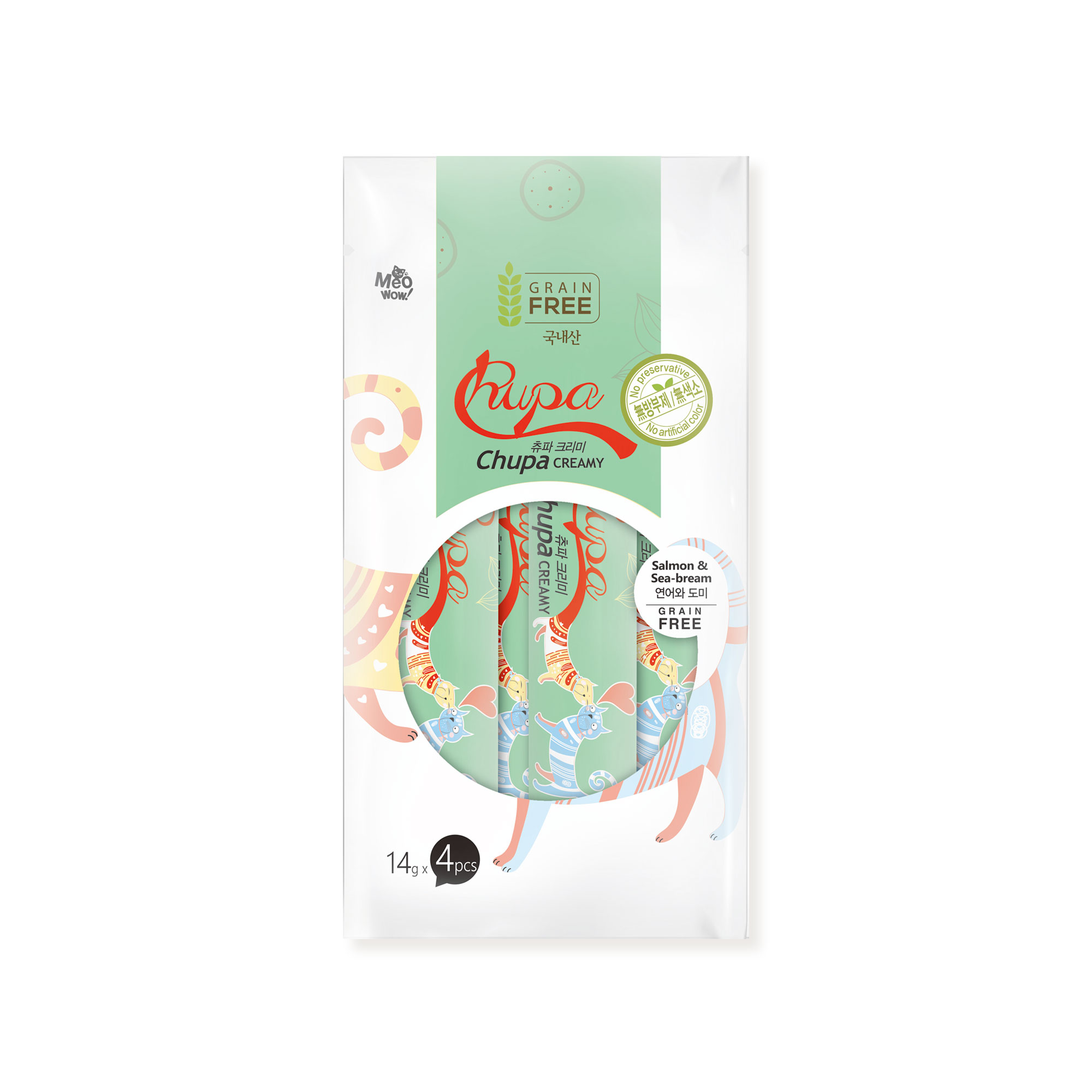 Xốt dinh dưỡng cho mèo Chupa Creamy Cá hồi và Cá tráp | 100% thịt thật | Grain Free | Tốt cho tim mạch và trí não