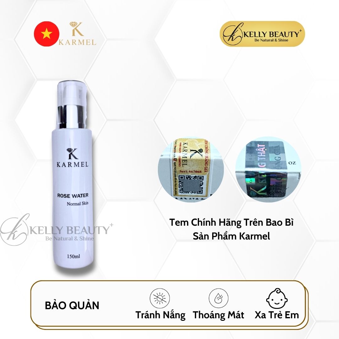 Nước Hoa Hồng Da Khô Karmel Rose Water Normal Skin - Cân Bằng Độ pH, Cấp Ẩm; Se Nhỏ Lỗ Chân Lông | Kelly Beauty