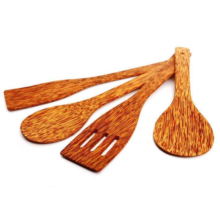 Bộ Tứ Chiên Xào - Vá Sạn Gỗ Dừa Cao Cấp Đặc Sản Bến Tre