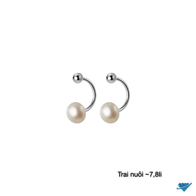 Bông tai trai bi tròn chất liệu bạc s925 MS48b