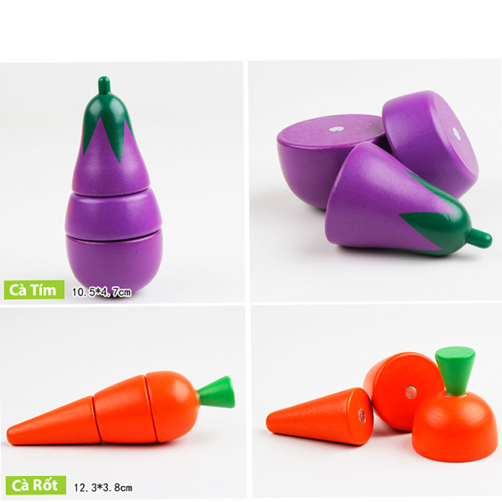 Cắt trái cây nam châm, đồ chơi gỗ đáng yêu, đầy màu sắc cho bé học hỏi và sáng tạo