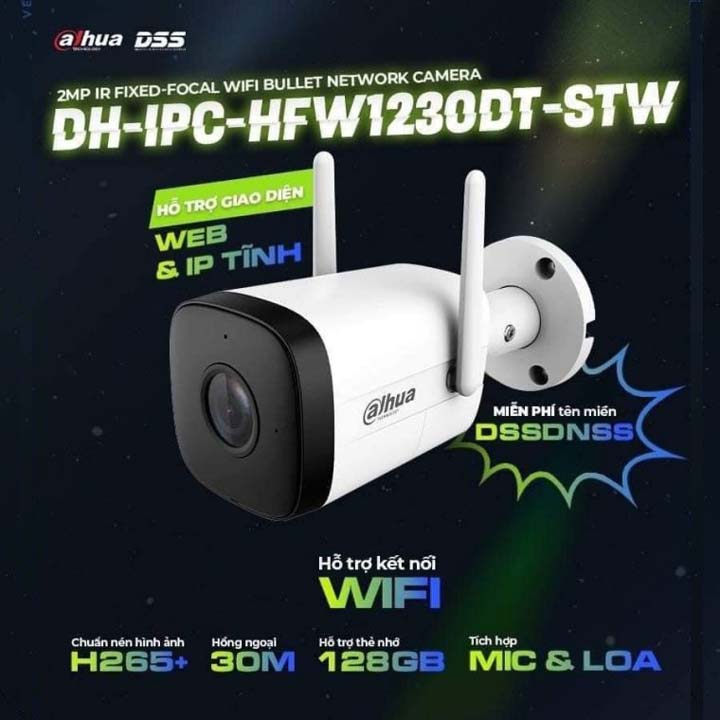 Camera IP Wifi 2MP có đàm thoại DAHUA DH-IPC-HFW1230DT-STW hàng chính hãng