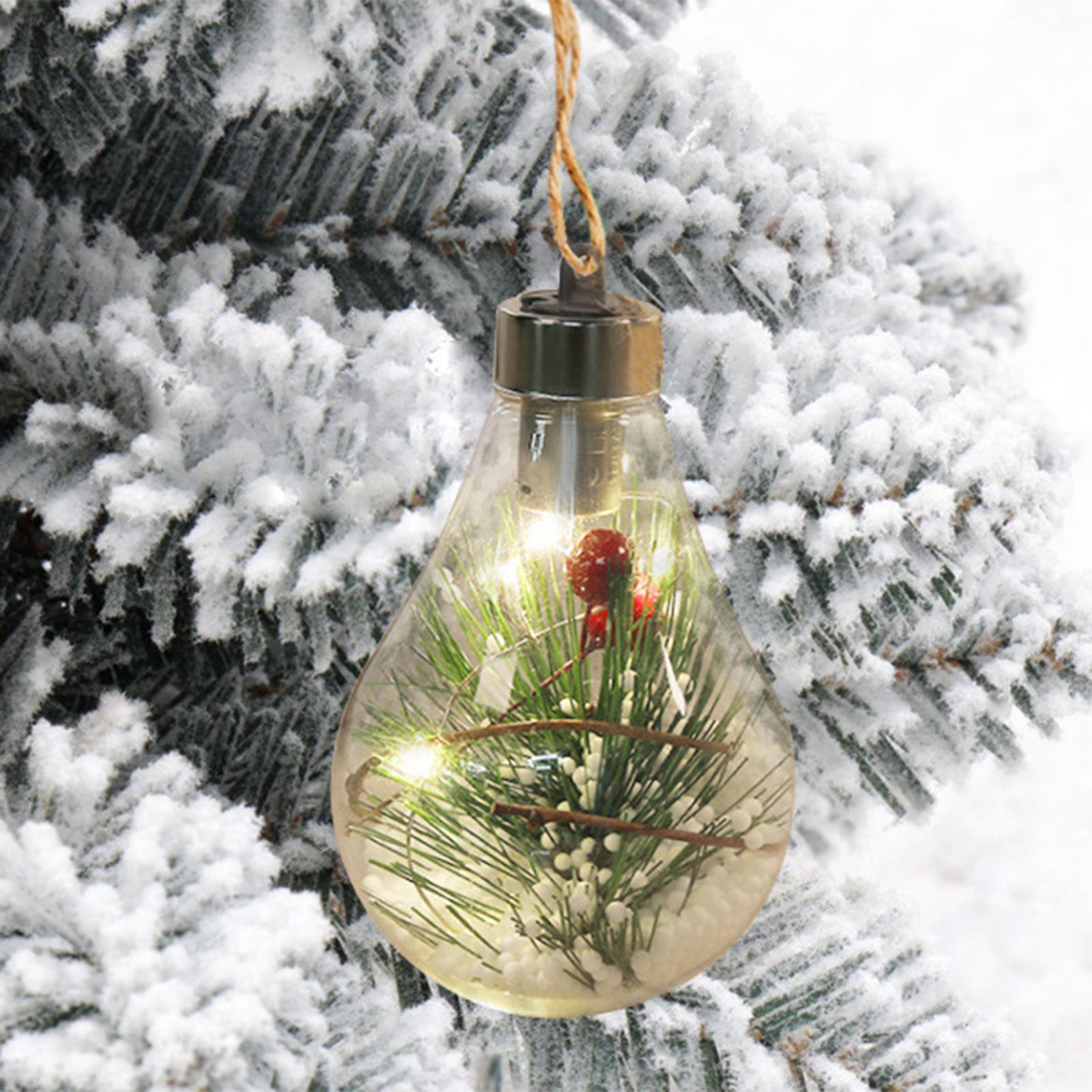 LED Christmas Ball Transparent Hanging Ornament Bulb Globe Light Up Pendant Decoration for Christmas Holiday Party Gift