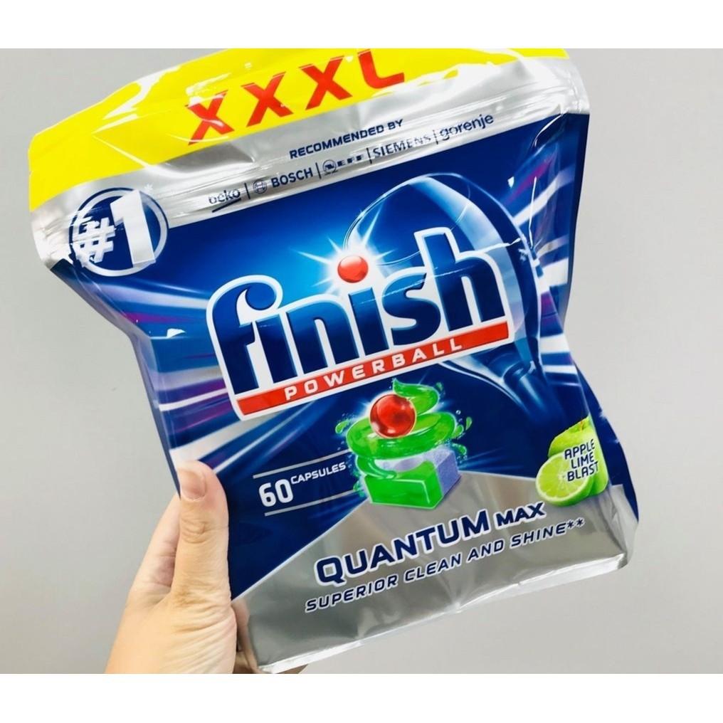 Viên rửa chen cao cấp FINISH Quantum max hương chanh (60 viên) - Dành cho máy rửa chén - Nhập khẩu tại Đức