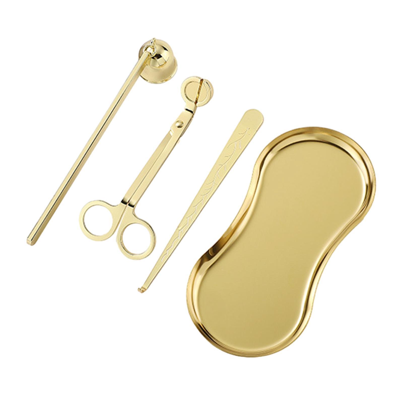 4Pcs Candle Accessory Wick Cutter Extinguisher Stainless Steel Rustproof Sturdy Wick Dipper with Storage Tray