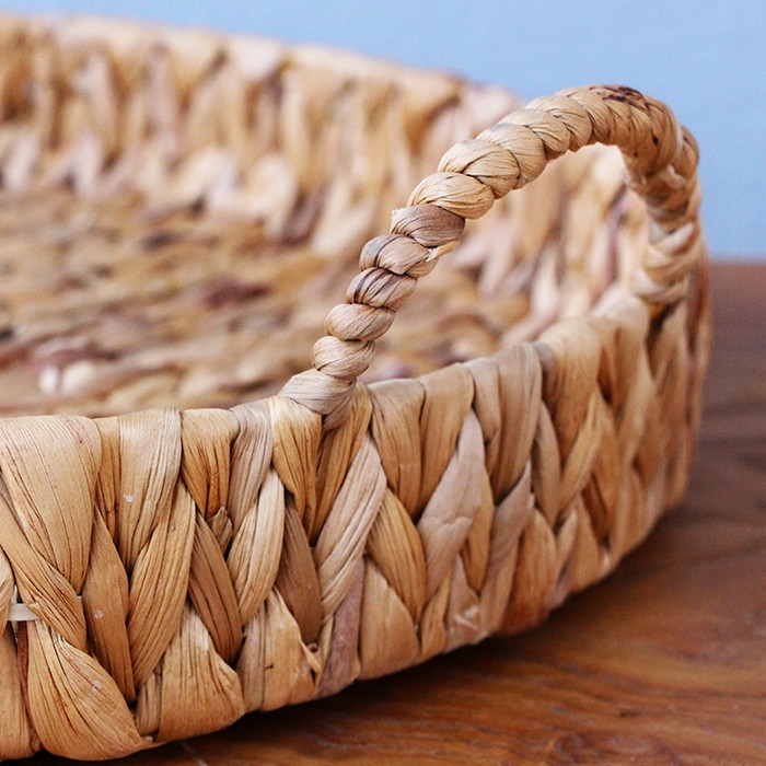Lubihandicraft - Khay tròn đựng bánh kẹo, trái cây, nến thơm đan lục bình - đa năng