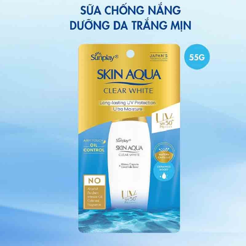 Sữa Chống Nắng Dưỡng Da Trắng Mịn Tối Ưu Sunplay Skin Aqua Clear White SPF50+ 55g