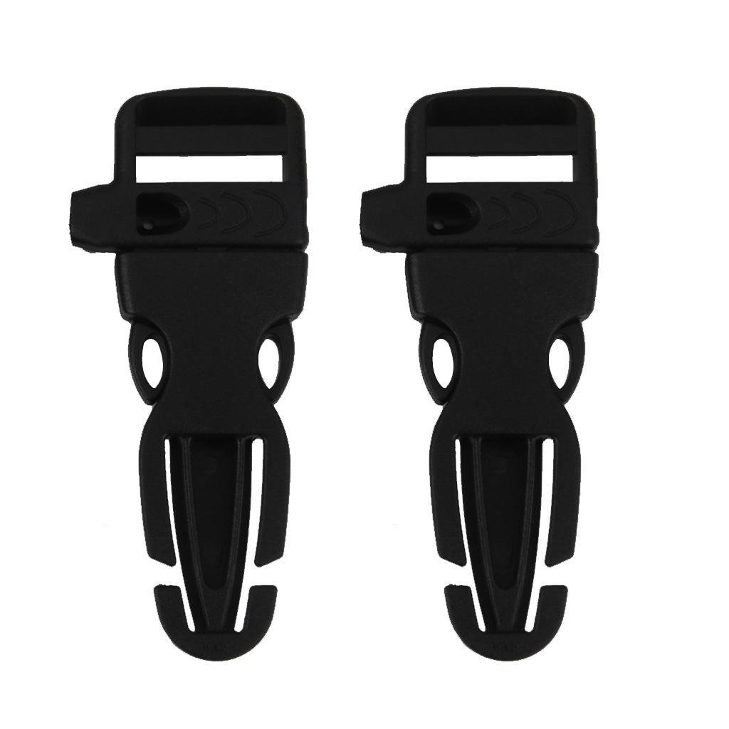 2pcs Plastic Backpack Chest Webbing Strap Adjuster Buckle with Whistle