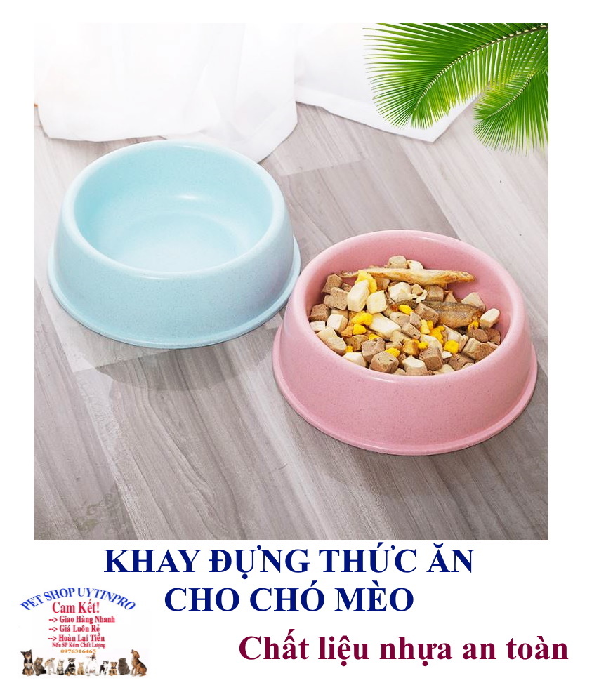 Tô đựng thức ăn Chó Mèo Hình tròn Đường kính 13.5cm Chất liệu nhựa an toàn Nhỏ gọn, tiện lợi