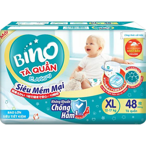 Tã quần Bino Kháng khuẩn Size XL48 (12-17kg)