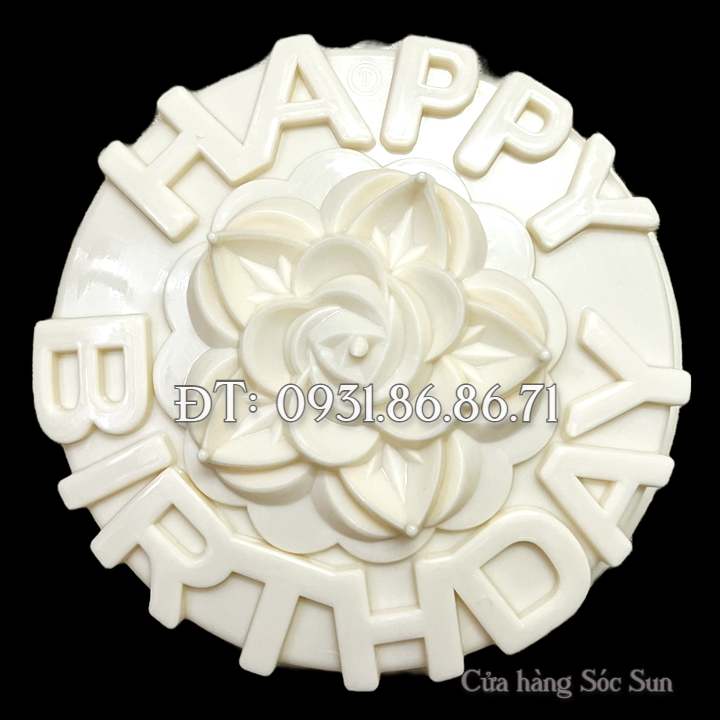 Khuôn làm bánh, rau câu hoa hồng Happy Birthday loại 20 cm – Mã số 1942