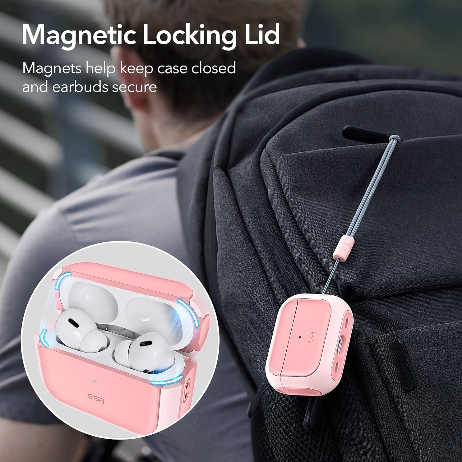 Bao Case ESR Orbit Hybrid Case with HaloLock cho AirPods Pro / AirPods Pro 2 (2023/2022/2019) Magnetic Lid Lock - Hàng Chính Hãng