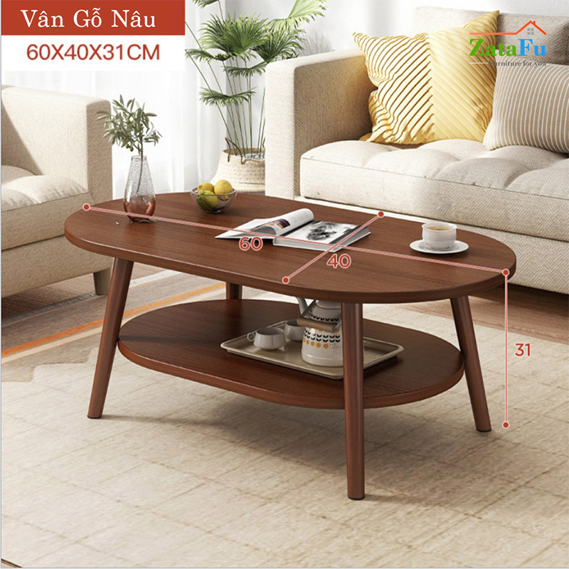 Bàn Trà Sofa Phòng Khách 2 Tầng Chân Gỗ Hiện Đại BSF-07