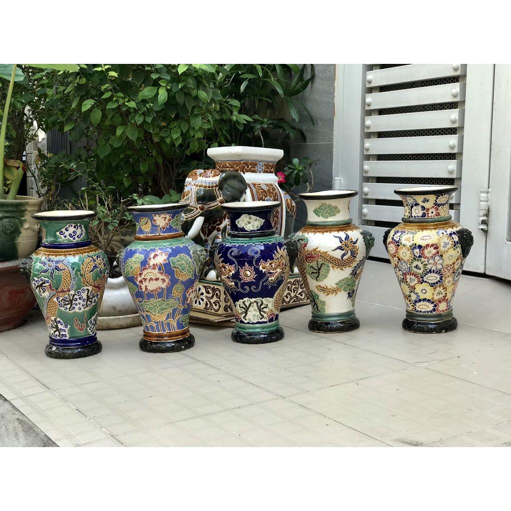 BÌNH BÁCH HOA,RỒNG,PHỤNG THON 40CM GỐM NAM BỘ DECOR TRANG TRÍ, CẤM HOA