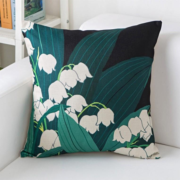 Gối Tựa Lưng | Gối Tựa Sofa, Gối Vuông Trang Trí In Hoạt Tiết Hoa Lá Hiện Đại Kích Thước 45x45cm