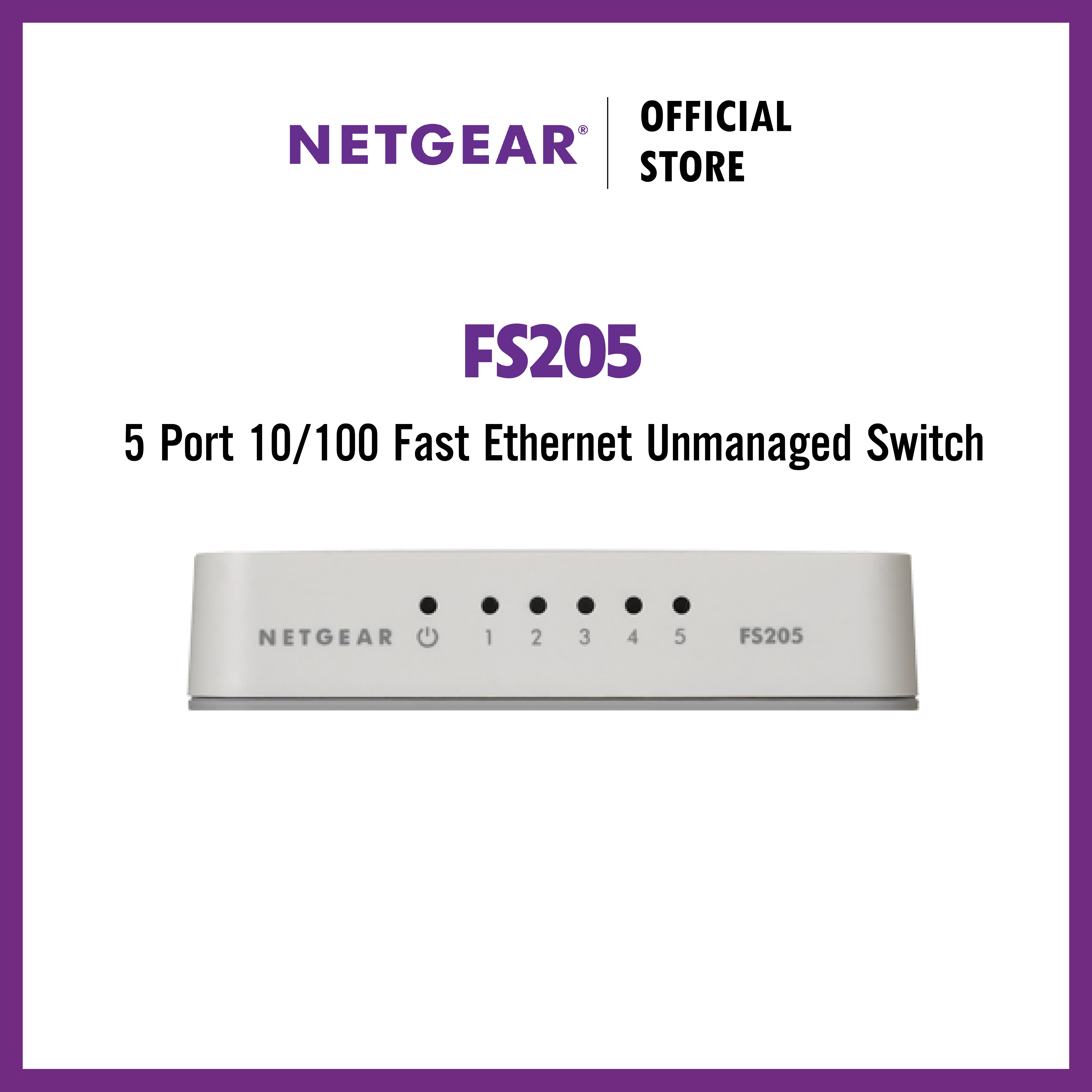 Bộ chia mạng 5 Cổng Switch Netgear FS205 Fast Ethernet Unmanged 10/100Mbps - Hàng Chính Hãng