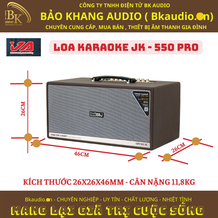 Loa kéo Mini JA. Model JK 550 Pro. Công suất 300W , Pin dùng liên tục 5 - 6H . Âm thanh chất , phù hợp với picnic , karaoke hội nhóm phượt , trợ giảng ......