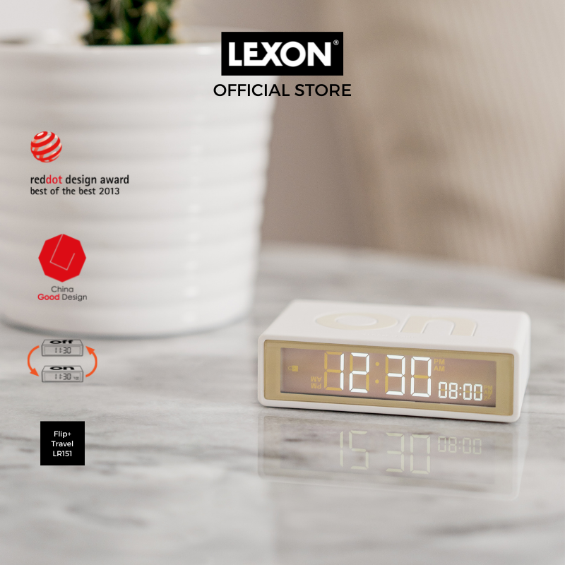 Đồng hồ báo thức mini LEXON đèn LED du lịch - FLIP+ TRAVEL - Hàng chính hãng