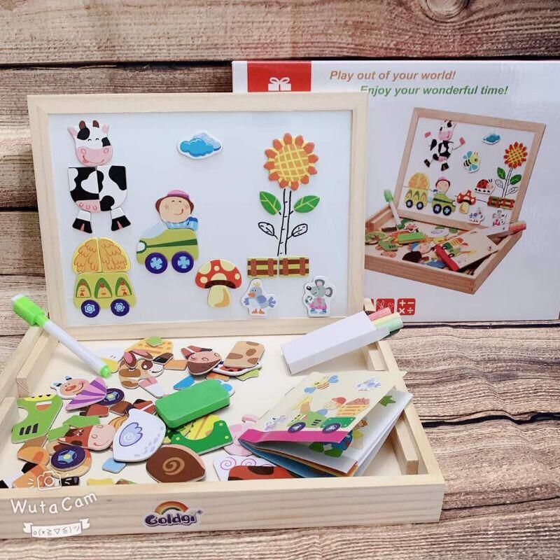 Đồ Chơi Bằng Gỗ Bảng Ghép Hình Nam Châm 2 Mặt - Đồ Chơi Thông Minh Cho Bé