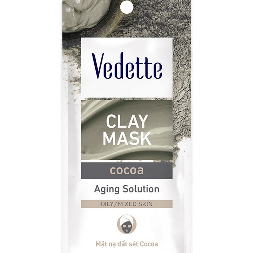 Mặt nạ đất sét bùn non Vedette Clay Facial Mask Cocoa 12g