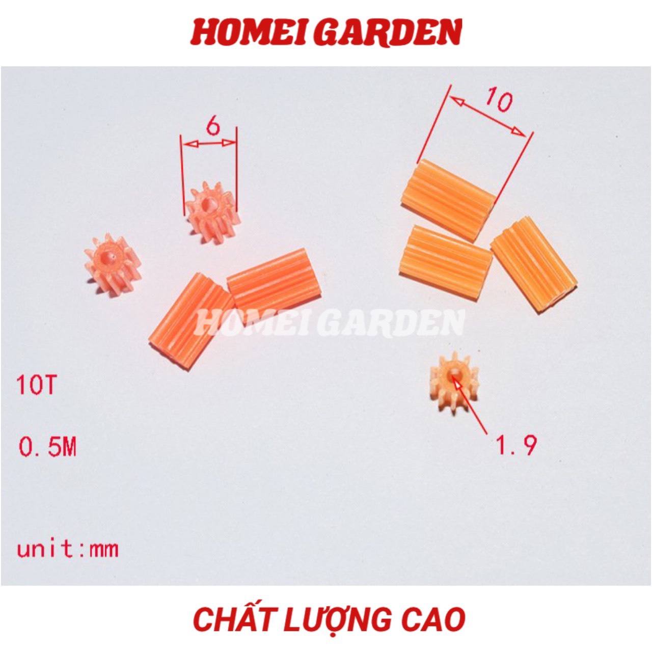 10 cái bánh răng nhựa mini 10 răng trục 2mm - HM0062