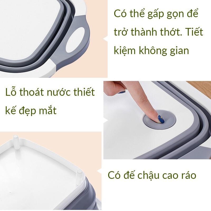 Thớt nhựa 3 In 1 Gấp Gọn, Đa Năng,Chậu Thông Minh