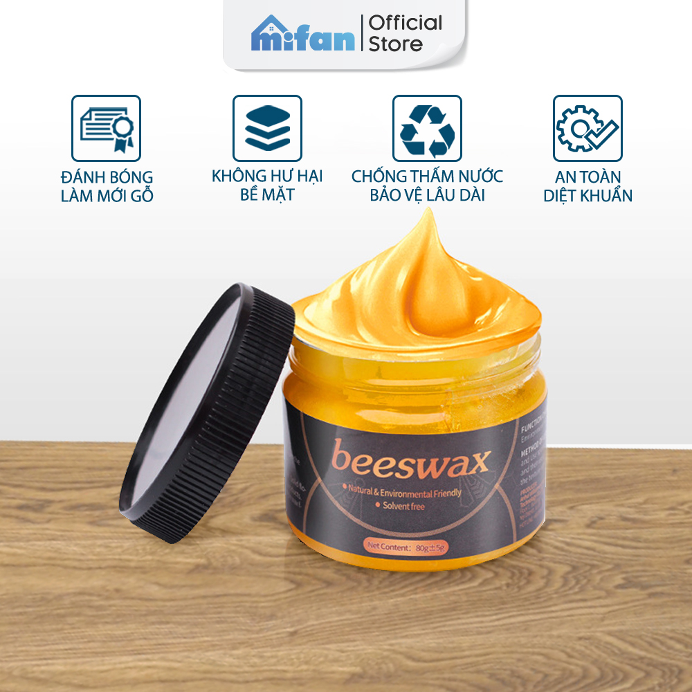 Hình ảnh Sáp Ong Đánh Bóng Đồ Gỗ, Sàn Gỗ Mifan Beeswax 80gr - Làm mới, Phục hồi màu gỗ, vết xước bàn ghế, tủ, cửa gỗ - Hàng chính hãng