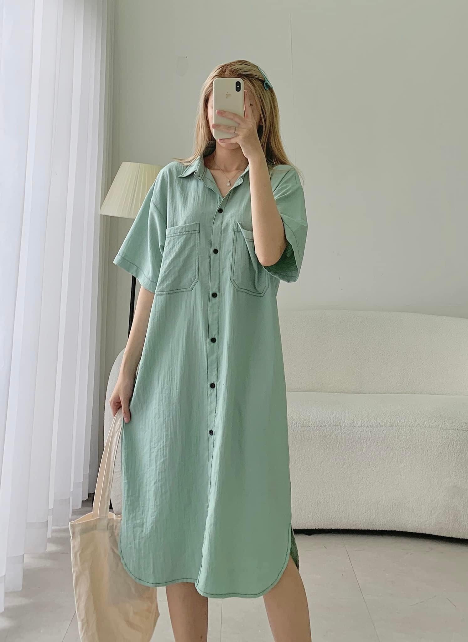 Đầm Somi Suông Dài Xanh Mint - Leda