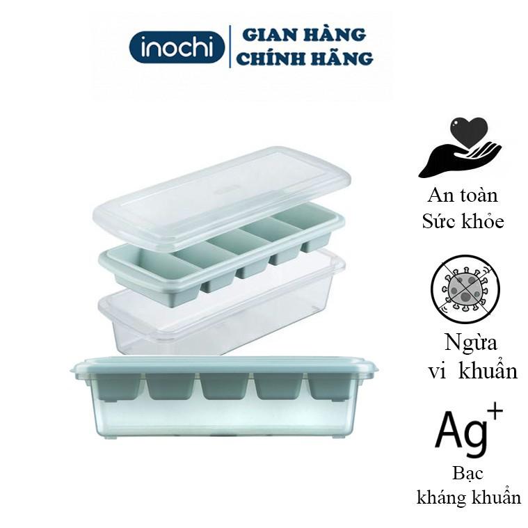 SET 6 Khay làm đá có kèm hộp đựng và nắp khử mùi, tủ lạnh đủ loại viên tròn kari inochi